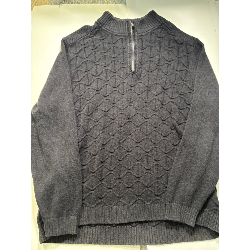 Tommy Bahama 1/4 Zip‎ Sweater Mens XXL Gray Textured Knit Pullover Casual